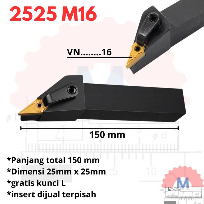 Stang Bubut Luar MVJNR Insert VNMG External Turning Tool (Tanpa Insert)