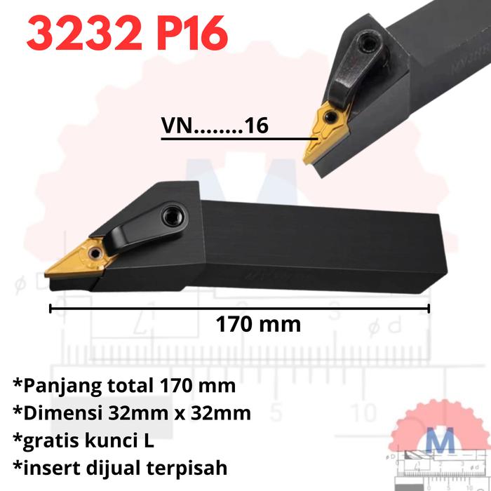 Stang Bubut Luar MVJNR Insert VNMG External Turning Tool (Tanpa Insert)