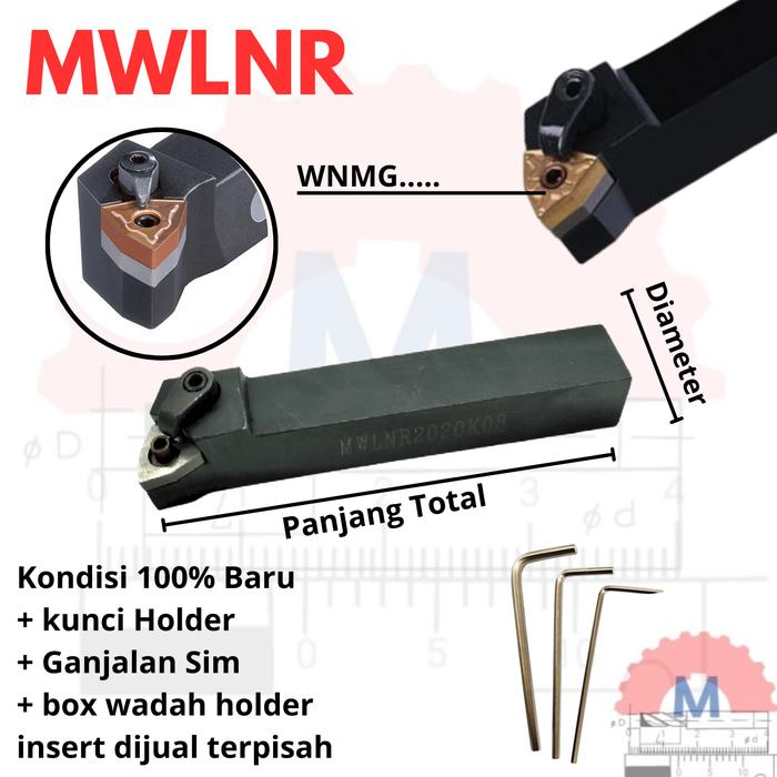 Stang Bubut Dalam MWLNR Holder WNMG (Tanpa Insert) Internal Turning Tool