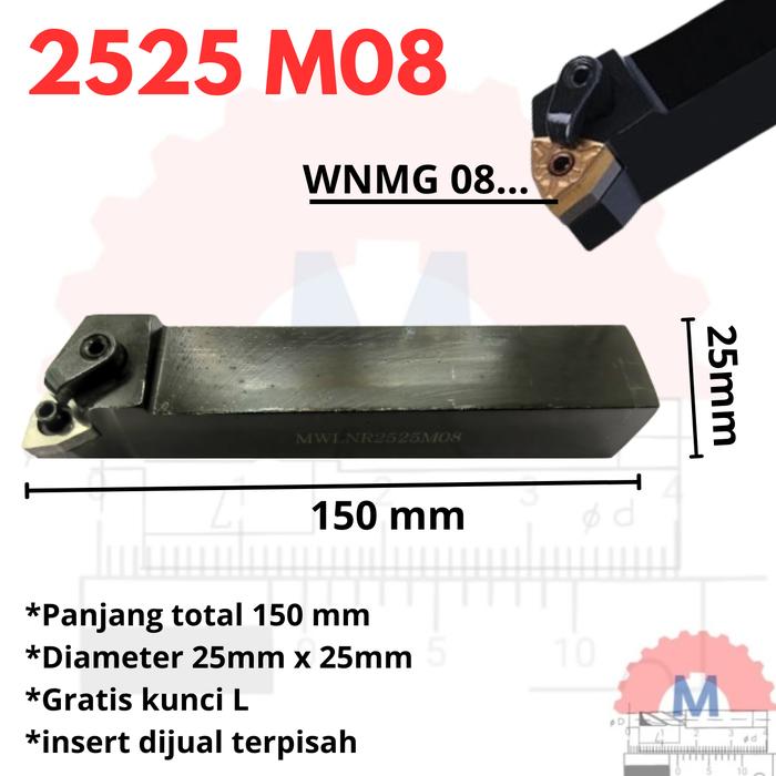 Stang Bubut Dalam MWLNR Holder WNMG (Tanpa Insert) Internal Turning Tool