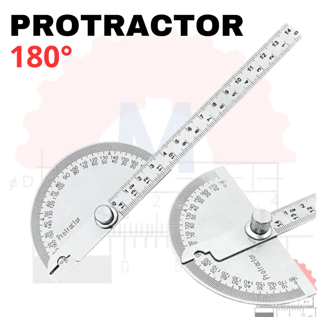 Protractor 180 Derajat Stainless Steel Penggaris Busur Derajat