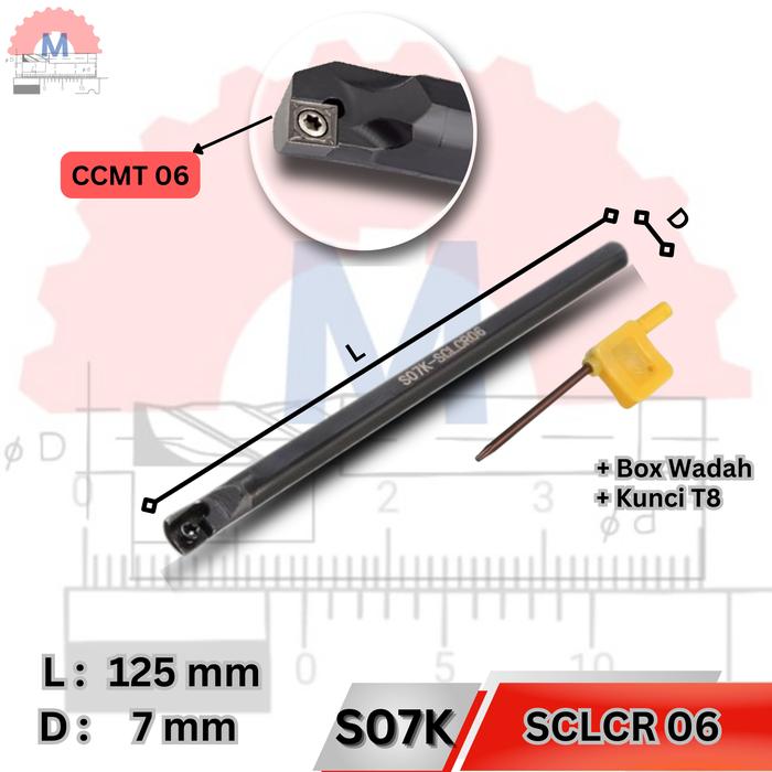 Stang Bubut Dalam SCLCR Insert CCMT Internal Turning Tool (Tanpa Insert)