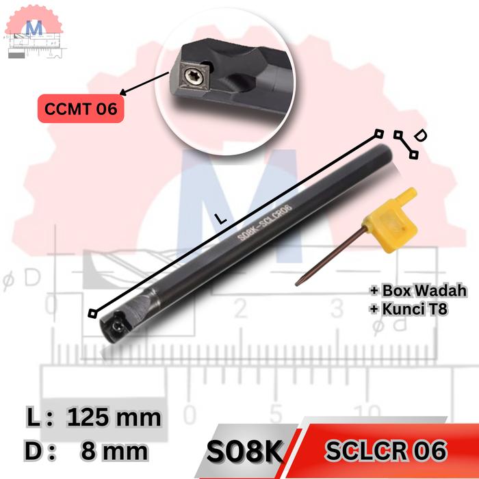Stang Bubut Dalam SCLCR Insert CCMT Internal Turning Tool (Tanpa Insert)