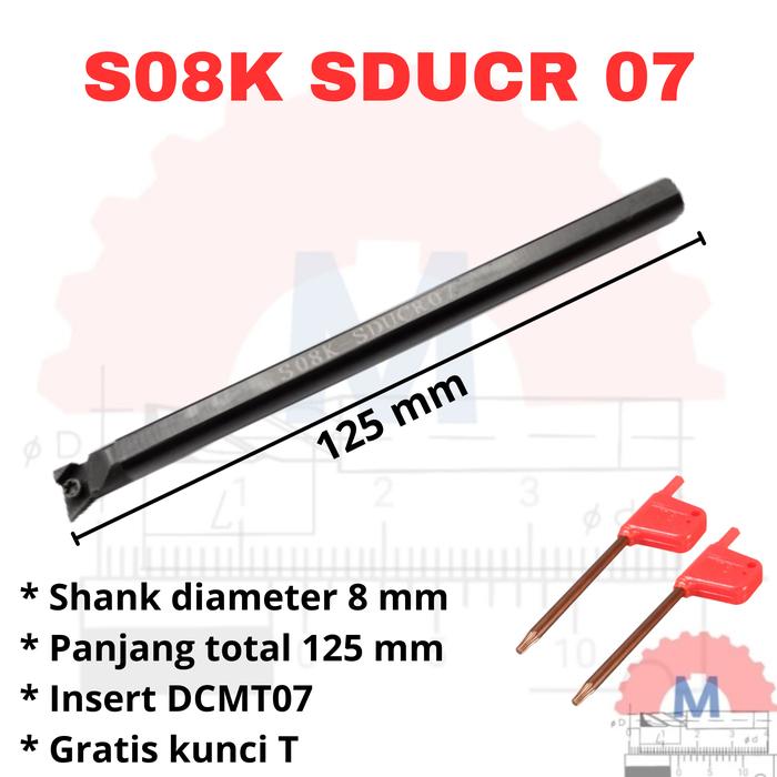 Stang Bubut Dalam SDUCR Insert DCMT Internal Turning Tool (Tanpa Insert)