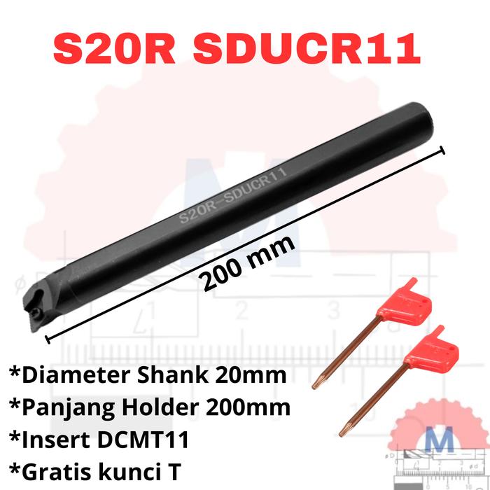 Stang Bubut Dalam SDUCR Insert DCMT Internal Turning Tool (Tanpa Insert)