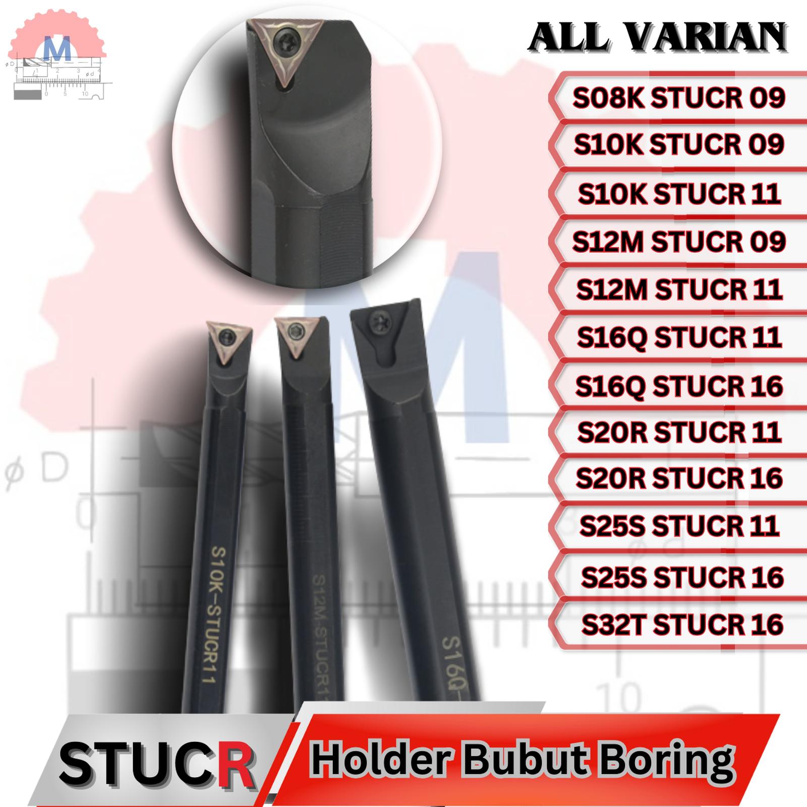Stang Bubut Dalam STUCR Holder TCMT Internal Turning Tool (Tanpa Insert)