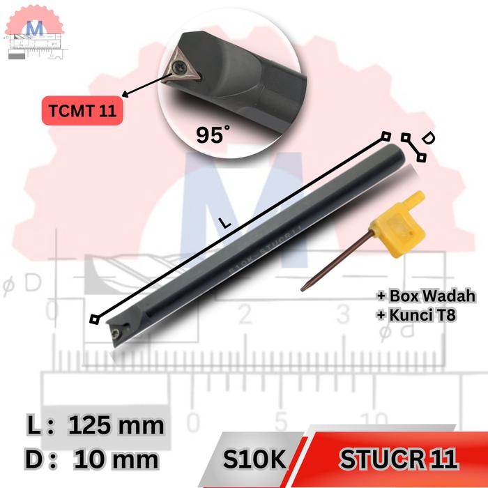 Stang Bubut Dalam STUCR Holder TCMT Internal Turning Tool (Tanpa Insert)