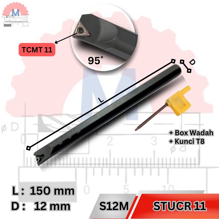Stang Bubut Dalam STUCR Holder TCMT Internal Turning Tool (Tanpa Insert)
