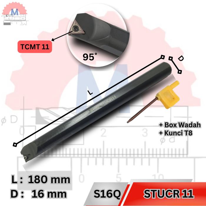 Stang Bubut Dalam STUCR Holder TCMT Internal Turning Tool (Tanpa Insert)