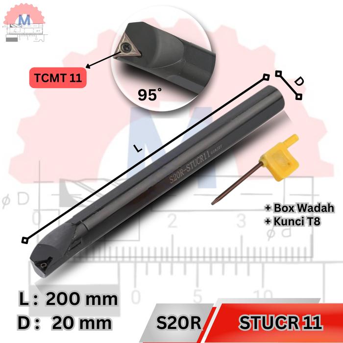 Stang Bubut Dalam STUCR Holder TCMT Internal Turning Tool (Tanpa Insert)