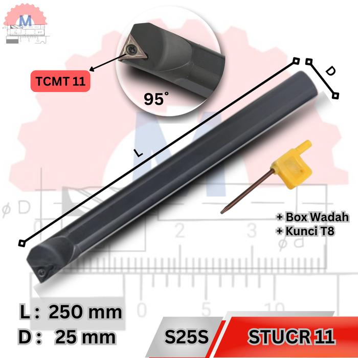 Stang Bubut Dalam STUCR Holder TCMT Internal Turning Tool (Tanpa Insert)