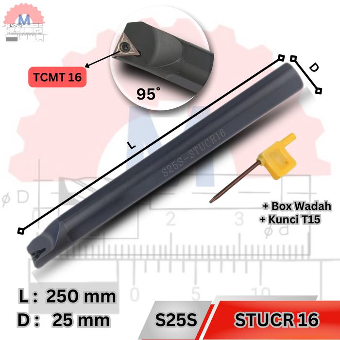 Stang Bubut Dalam STUCR Holder TCMT Internal Turning Tool (Tanpa Insert)