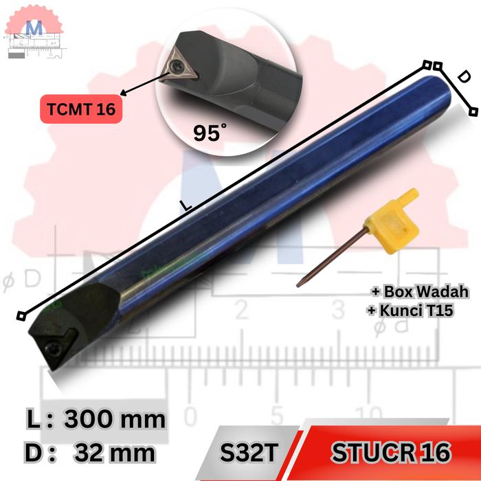 Stang Bubut Dalam STUCR Holder TCMT Internal Turning Tool (Tanpa Insert)