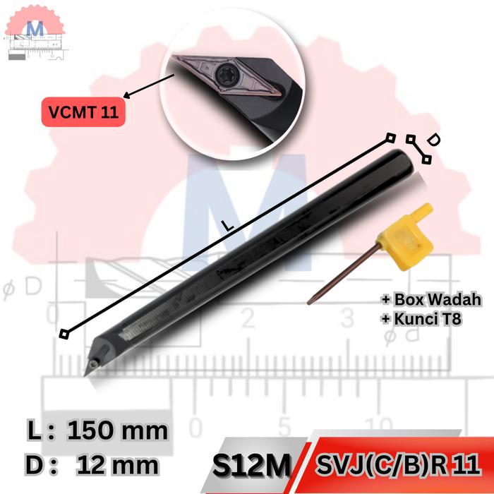 Stang Bubut Dalam SVJCR Holder VCMT Internal Turning Tool (Tanpa Insert)