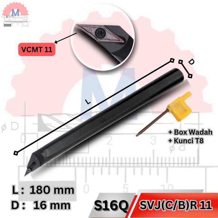 Stang Bubut Dalam SVJCR Holder VCMT Internal Turning Tool (Tanpa Insert)