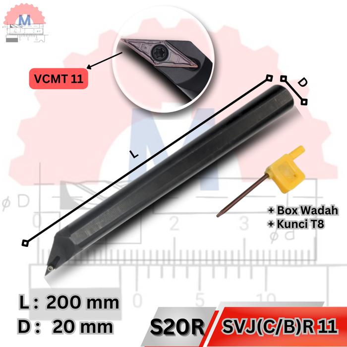 Stang Bubut Dalam SVJCR Holder VCMT Internal Turning Tool (Tanpa Insert)