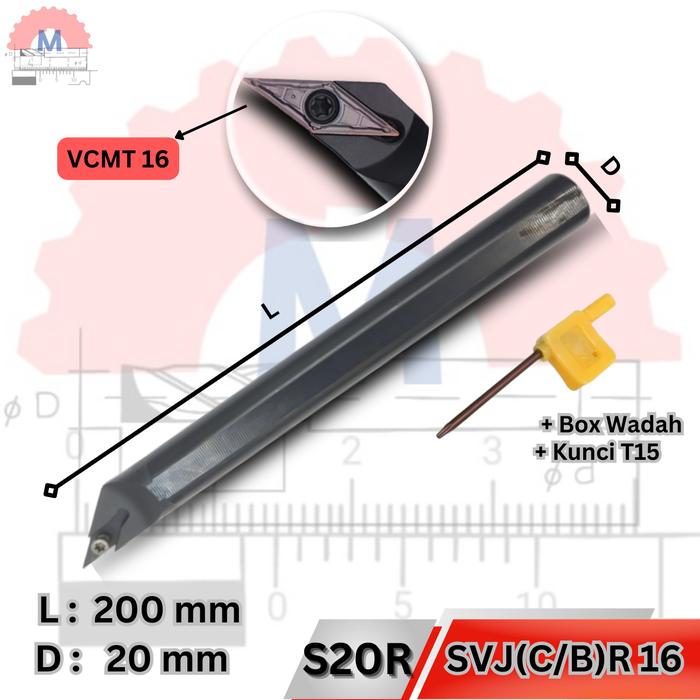 Stang Bubut Dalam SVJCR Holder VCMT Internal Turning Tool (Tanpa Insert)