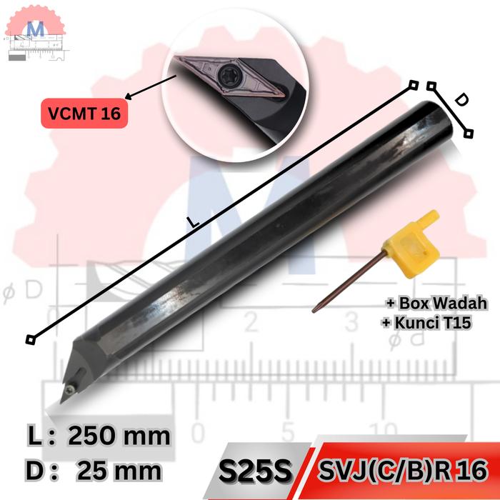 Stang Bubut Dalam SVJCR Holder VCMT Internal Turning Tool (Tanpa Insert)