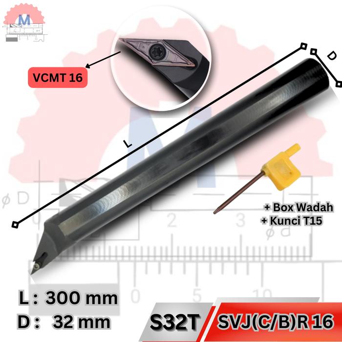 Stang Bubut Dalam SVJCR Holder VCMT Internal Turning Tool (Tanpa Insert)