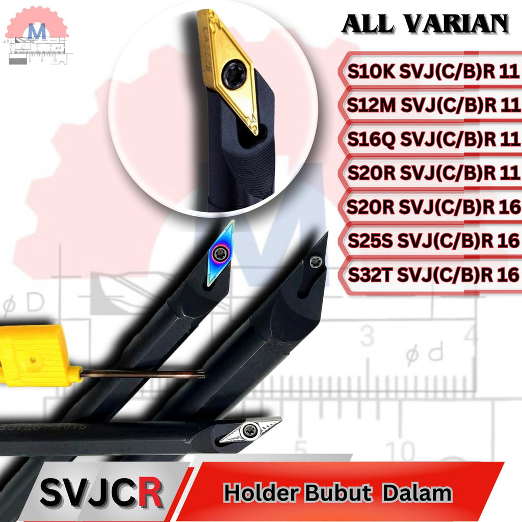 Stang Bubut Dalam SVJCR Holder VCMT Internal Turning Tool (Tanpa Insert)