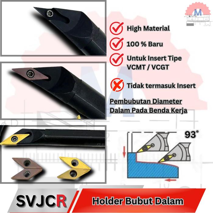 Stang Bubut Dalam SVJCR Holder VCMT Internal Turning Tool (Tanpa Insert)