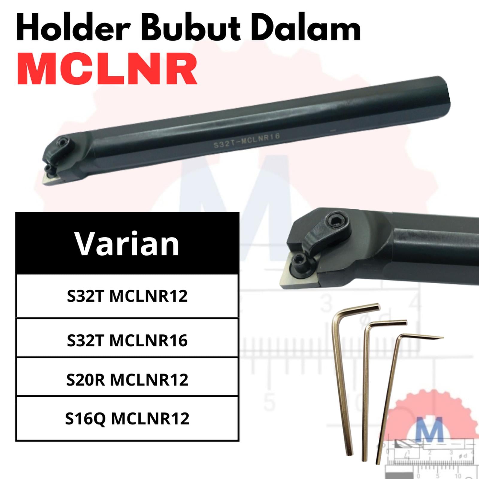 Stang Bubut Dalam MCLNR Holder CNMG Internal Turning Tool (Tanpa Insert)