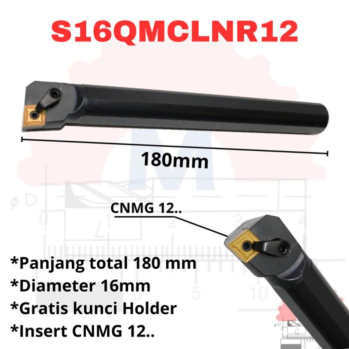 Stang Bubut Dalam MCLNR Holder CNMG Internal Turning Tool (Tanpa Insert)