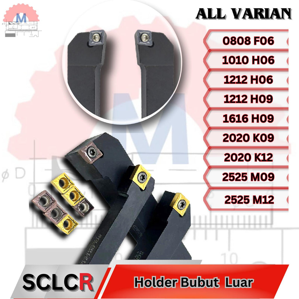 Stang Bubut Luar SCLCR Holder CCMT (Tanpa Insert) External Turning Tool