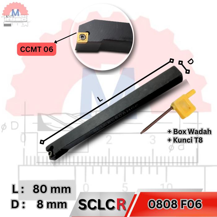 Stang Bubut Luar SCLCR Holder CCMT (Tanpa Insert) External Turning Tool