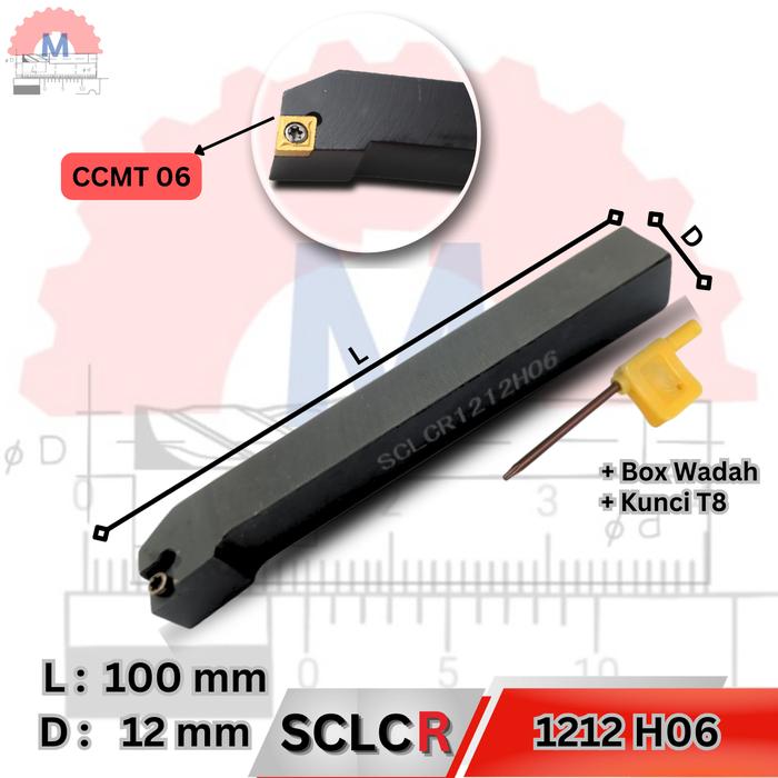 Stang Bubut Luar SCLCR Holder CCMT (Tanpa Insert) External Turning Tool