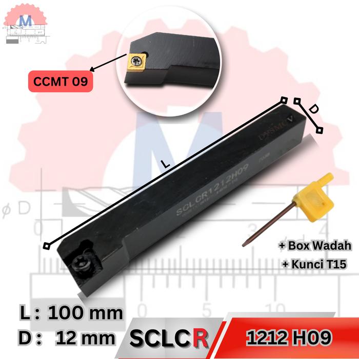 Stang Bubut Luar SCLCR Holder CCMT (Tanpa Insert) External Turning Tool