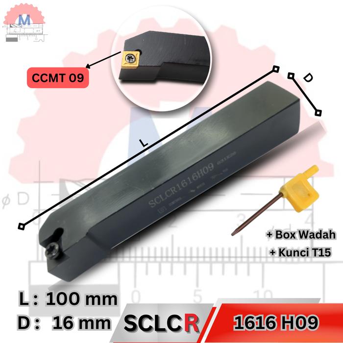 Stang Bubut Luar SCLCR Holder CCMT (Tanpa Insert) External Turning Tool