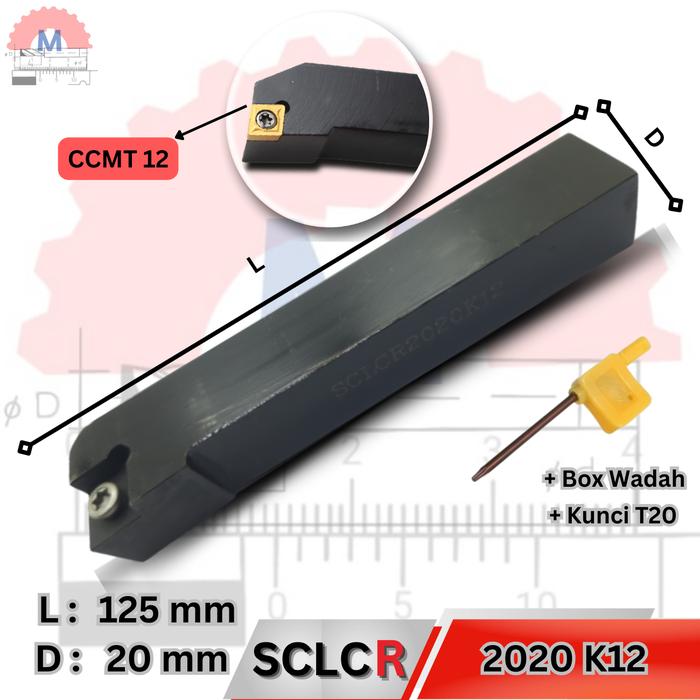 Stang Bubut Luar SCLCR Holder CCMT (Tanpa Insert) External Turning Tool