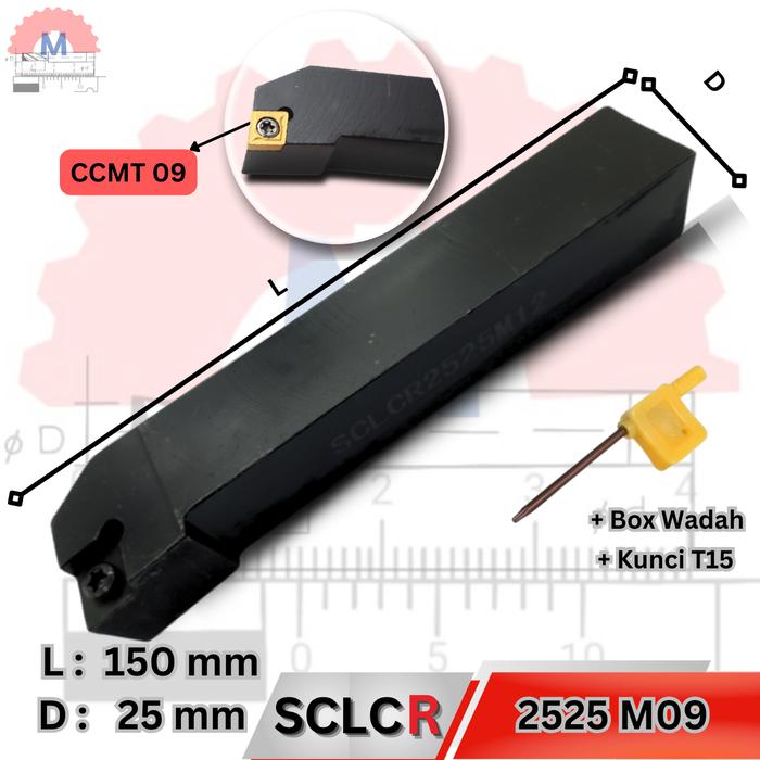 Stang Bubut Luar SCLCR Holder CCMT (Tanpa Insert) External Turning Tool
