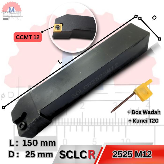 Stang Bubut Luar SCLCR Holder CCMT (Tanpa Insert) External Turning Tool