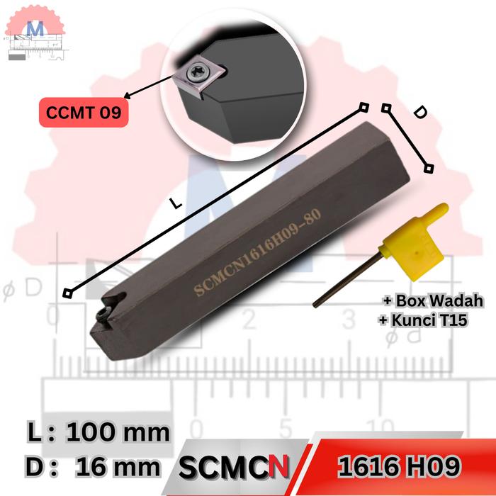Stang Bubut Luar SCMCN Holder CCMT (Tanpa Insert) External Turning Tool