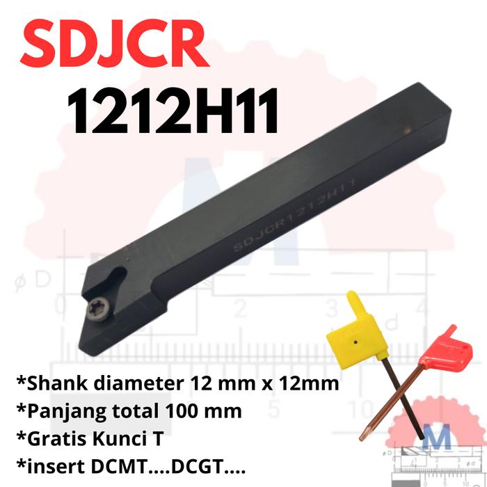 Stang Bubut Luar SDJCR Holder DCMT (Tanpa Insert) External Turning Tool