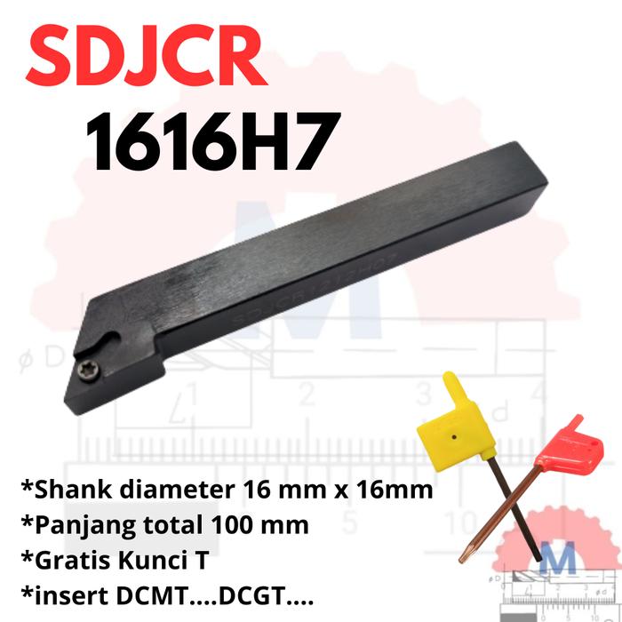 Stang Bubut Luar SDJCR Holder DCMT (Tanpa Insert) External Turning Tool