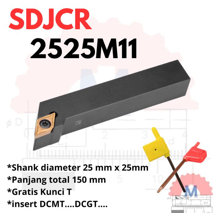 Stang Bubut Luar SDJCR Holder DCMT (Tanpa Insert) External Turning Tool