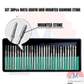 Diamond Mounted Point Set 30pcs Shank 3mm / Mata Ukir Mini Die Grinder
