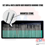 Diamond Mounted Point Set 30pcs Shank 3mm / Mata Ukir Mini Die Grinder