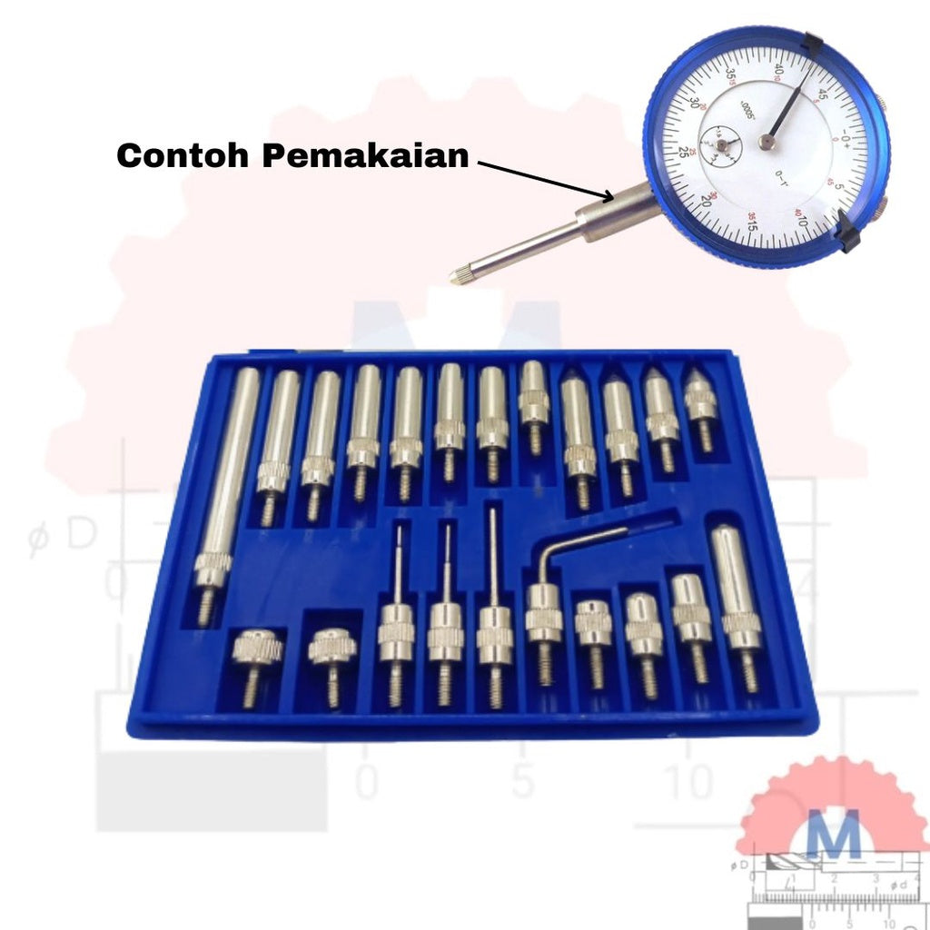 Set Jarum Probe Dial Indicator M2.5 (22 pcs) / Dial Gauge Probe Tips Set