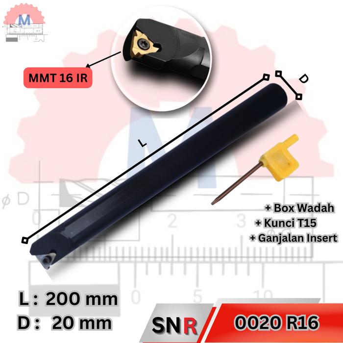 Stang Bubut Ulir Dalam SNR Holder Threading Tool (Tanpa Insert)