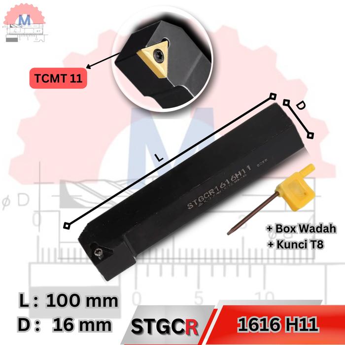 Stang Bubut Luar STGCR Holder TCMT (Tanpa Insert) External Turning Tool