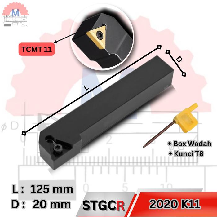 Stang Bubut Luar STGCR Holder TCMT (Tanpa Insert) External Turning Tool
