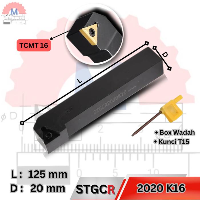 Stang Bubut Luar STGCR Holder TCMT (Tanpa Insert) External Turning Tool