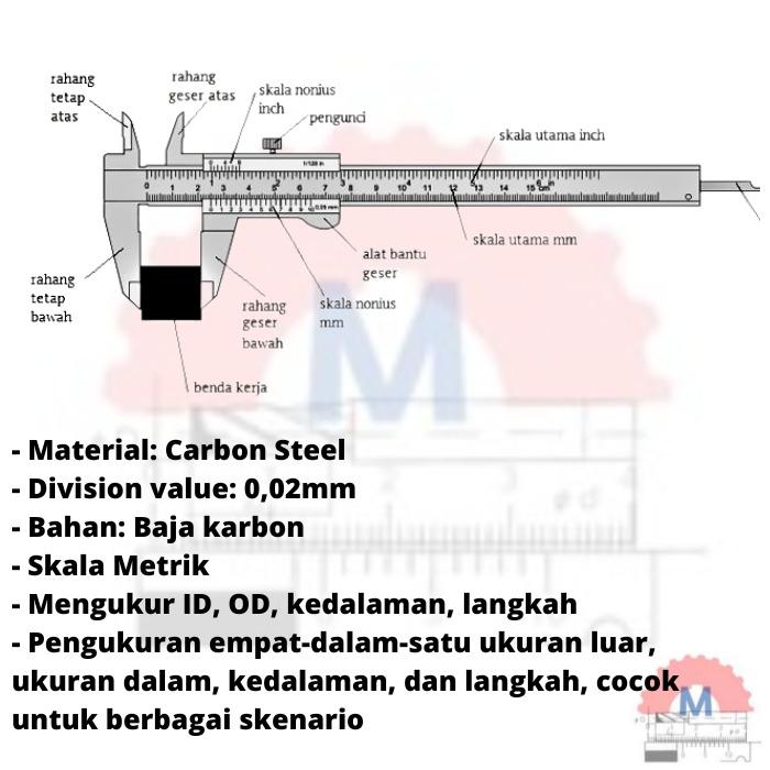 Sigmat Jangka Sorong 150mm (6 Inch) Carbon Steel / Vernier Caliper