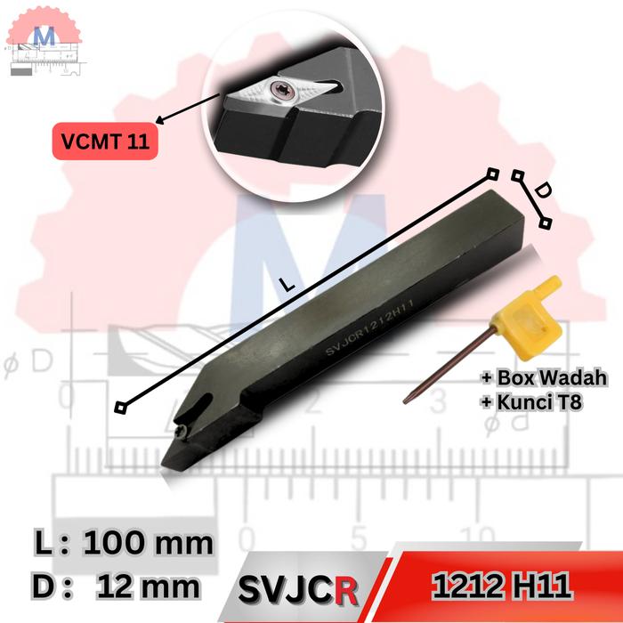 Stang Bubut Luar SVJCR Holder VCMT (Tanpa Insert) External Turning Tool