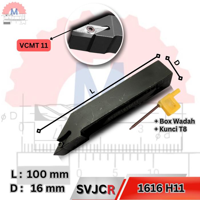 Stang Bubut Luar SVJCR Holder VCMT (Tanpa Insert) External Turning Tool