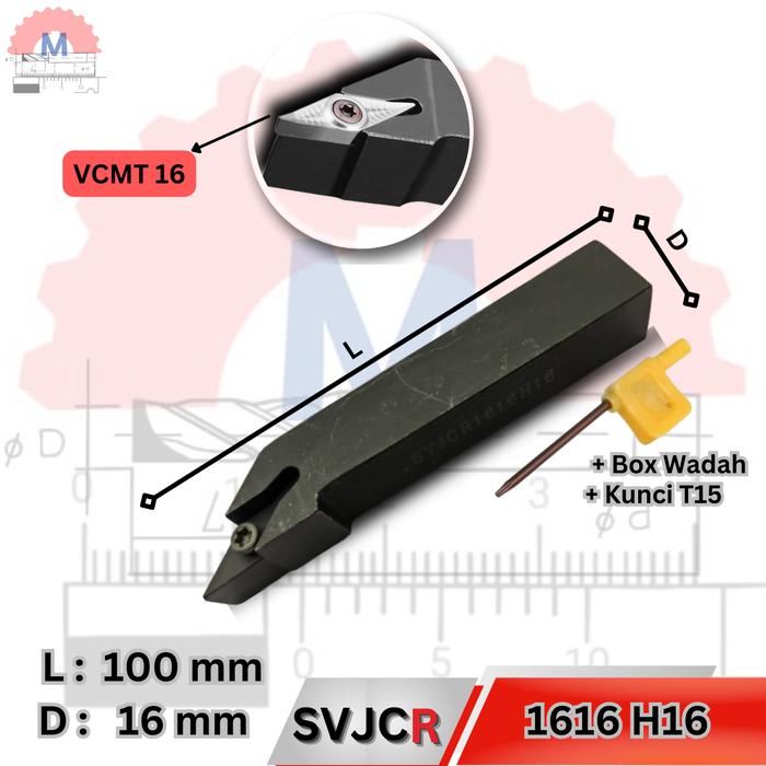 Stang Bubut Luar SVJCR Holder VCMT (Tanpa Insert) External Turning Tool